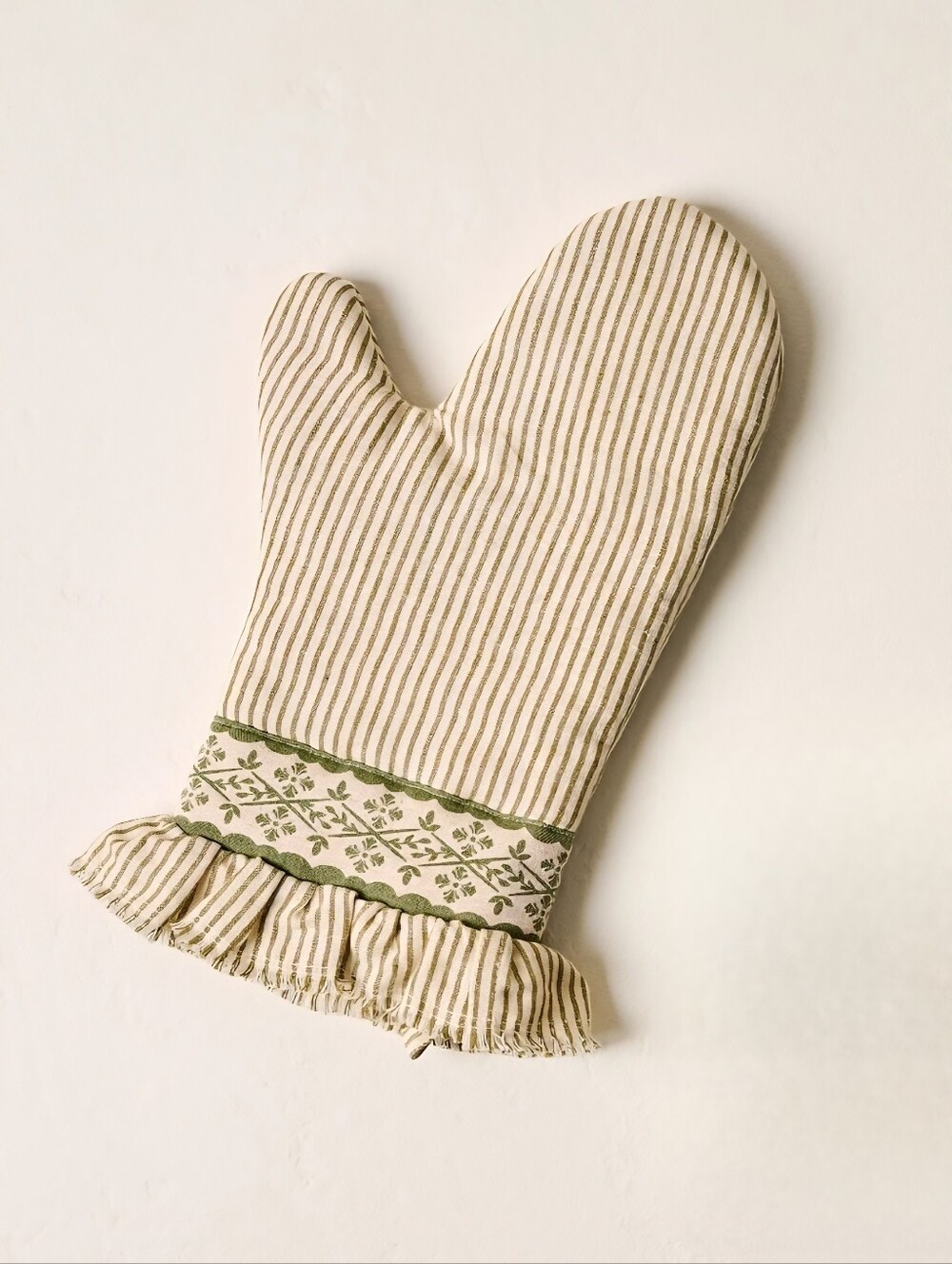 Magnolia Olive Pin Stripe Oven Mitt